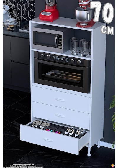 Velar 70 Cm 3 Çekmeceli Mikrodalga Fırın Mutfak Erzak Dolabı Çok Amaçlı Banyo Dolabı 70x150x32 Cm Beyaz Velar 70 Cm 3 Çekmeceli Mikrodalga Fırın Mutfak Erzak Dolabı Çok Amaçlı Banyo Dolabı 70x150x32 Cm Beyaz