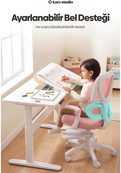 Lora Ergonomik Çocuk Çalışma Sandalyesi - Pembe