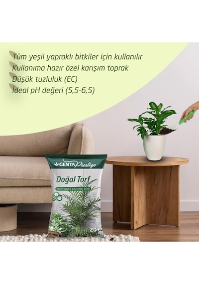 Ayrex Genta Prestige Yeşil Yapraklı Bitkiler İçin Gübre N-p-k Katkılı Doğal Toprak Torf 20 Lt 0