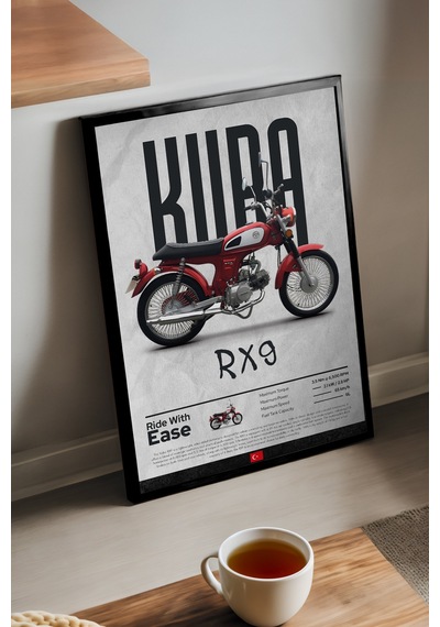 Kuba Rx 9 Siyah Ahşap Çerçeveli Poster, Dekoratif Motosiklet Duvar Tablosu