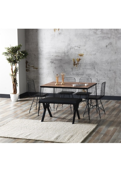 Avvio 80x120 Home Asel Akçaağaç Görünümlü Metal Ayaklı Mutfak Masası Ve Bench Takımı Ceviz Avvio 80x120 Home Asel Akçaağaç Görünümlü Metal Ayaklı Mutfak Masası Ve Bench Takımı Ceviz
