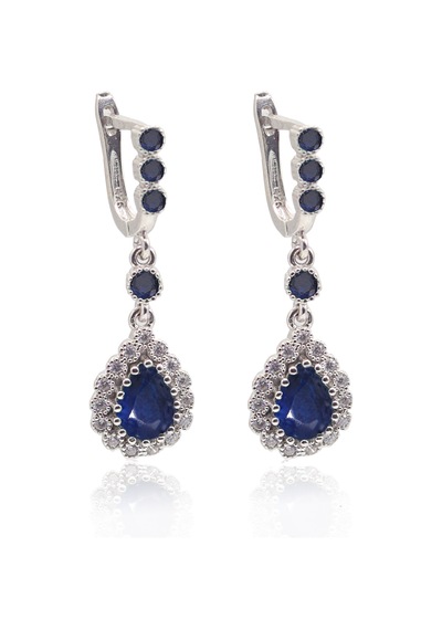 Safir Taşlı Damla Model 925 Ayar Gümüş Kadın Üçlü Set 201025667