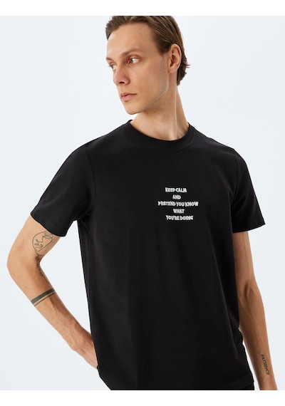 Koton Regular Fit Pamuklu Kısa Kollu Slogan İşlemeli Bisiklet Yaka Tişört Siyah 5sam10145hk Siyah Koton Regular Fit Pamuklu Kısa Kollu Slogan İşlemeli Bisiklet Yaka Tişört Siyah 5sam10145hk Siyah