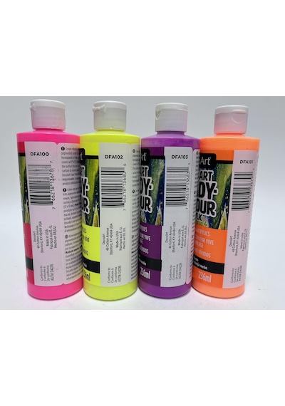 Decoart Decoart Fluid Art Ready-to-pour Neon Akrilik Boya Seti 8oz 4 Adet Çok Renkli
