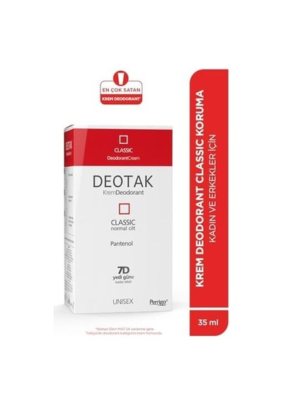 Deotak Koruma 7 Güne Kadar Etkili Hassas Ciltler İçin Kadın - Erkek Kullanım Krem Deodorant 35 Ml
