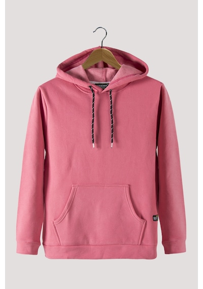 Terapi Men Erkek Koyu Pembe Kapüşonlu Kanguru Cepli Basic Sweatshirt Koyu Pembe