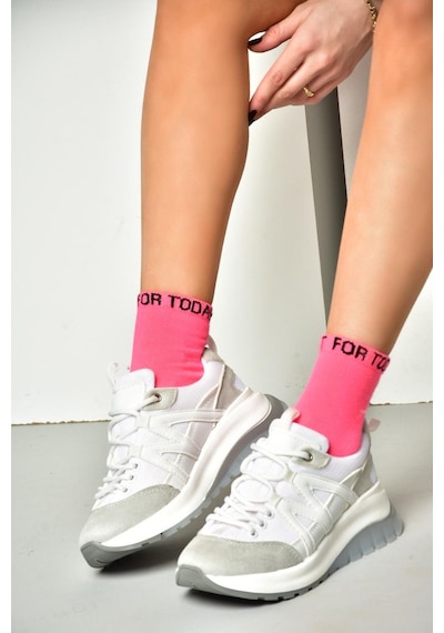 Fox Shoes S973113002 Beyaz Süet Kadın Spor Ayakkabı Sneakers Beyaz
