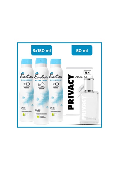 Privacy Addiction Woman Edt 50 Ml & Emotion Ocean Fresh 3x150 Ml Ferah