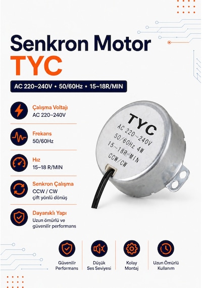 Senkron Motor Tyc Ac 220-240v 50/60hz 15/18 Rpm