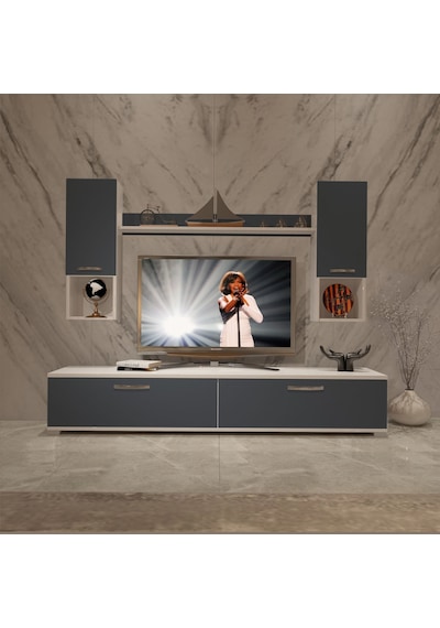 Decoraktiv Eko 5da Mdf Std Tv Ünitesi Tv Sehpası Beyaz - Antrasit
