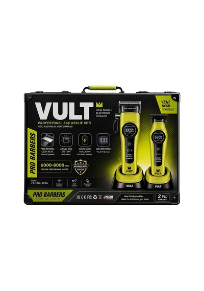 Vult - 2'li Tıraş Makinesi Seti - Vt-9878-spro Profesyonel Berber Tipi Kablosuz Clipper & Trimmer 6000-8000 Rpm Motor 200 Dakika Pil Led Ekran Dlc Bıçak - Yeşil Vult - 2'li Tıraş Makinesi Seti - Vt-9878-spro Profesyonel Berber Tipi Kablosuz Clipper & Trimmer 6000-8000 Rpm Motor 200 Dakika Pil Led Ekran Dlc Bıçak - Yeşil