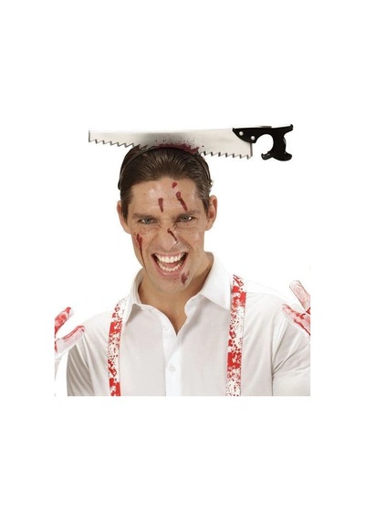 Kafaya Saplanmış Halloween Kanlı Testere Şaka Tacı Yetişkin
