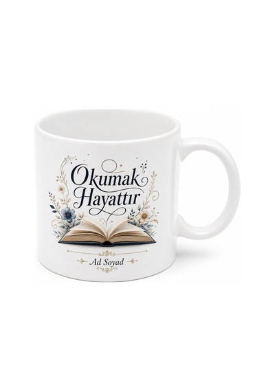 Reading Is Life Baskılı Okumak Hayattır İngilizce Kupa Bardak Hediye Beyaz / Çok Renkli