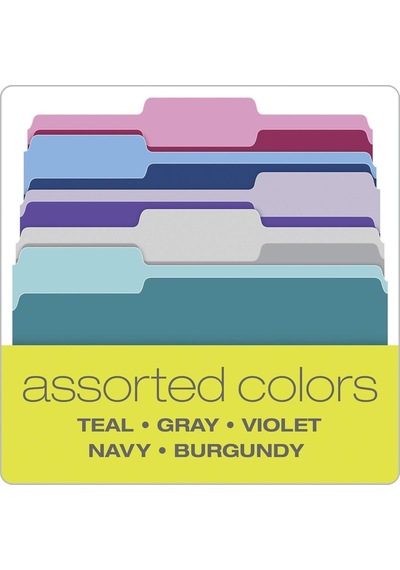 Tops Pendaflex İki Tonlu Renkli Dosya Klasörleri, A4 Boy, Karışık Renkler, 100'lü Paket