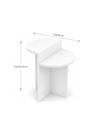 Ganihome Luna Oval Hatlı Yan Sehpa Ahşap