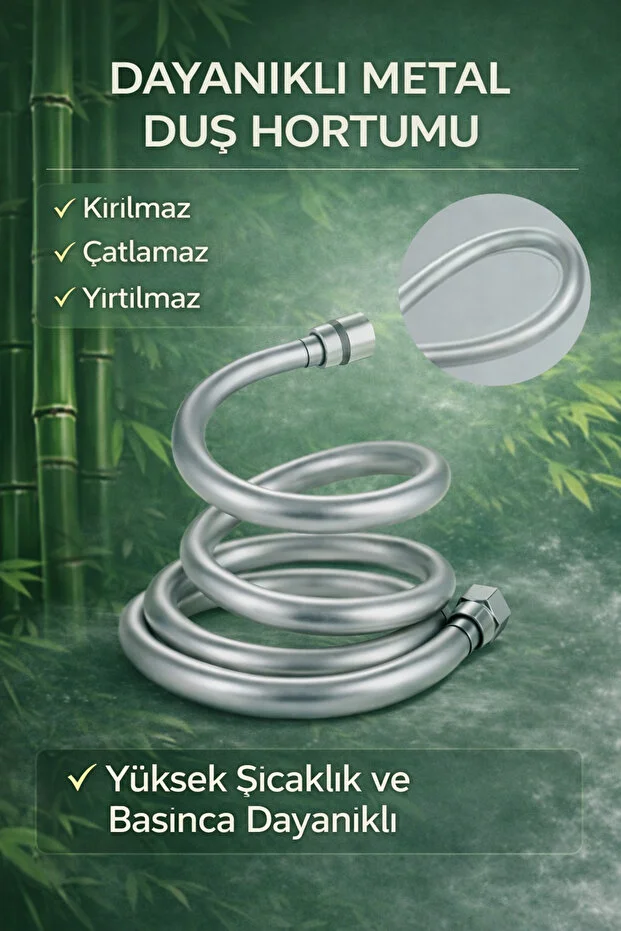 Filtreli Duş Başlığı Seti Hortumlu Yapışkanlı Mafsal Krom