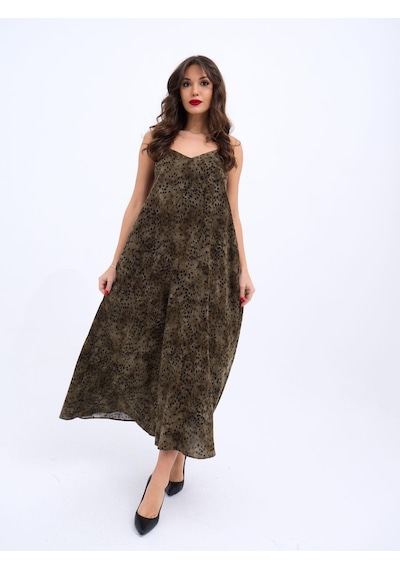 Moderie Butik 6250 Elbise-siyah Haki Altın