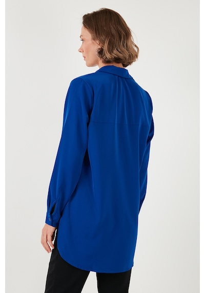 Lela Regular Fit Önü Kısa Arkası Uzun Düz Bayan Gömlek 611Go020 Saks
