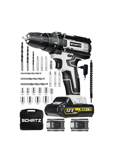 Schatz G320i486 12V Darbeli Li-ion Çift Akülü Bakır Sargılı Şarjlı Vidalama Matkap 24 Parça Setli