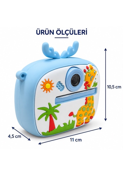 Cmr90 Çocuk Dijital Mini Kamera 1080p Hd 2.0 İnç Ekran Fotorğraf Video Oyun Müzik Usb Şarj Termal Resim Kağıt Baskılı Yazıcı Kamera Video Makinesi Print Kamera Açık Mavi