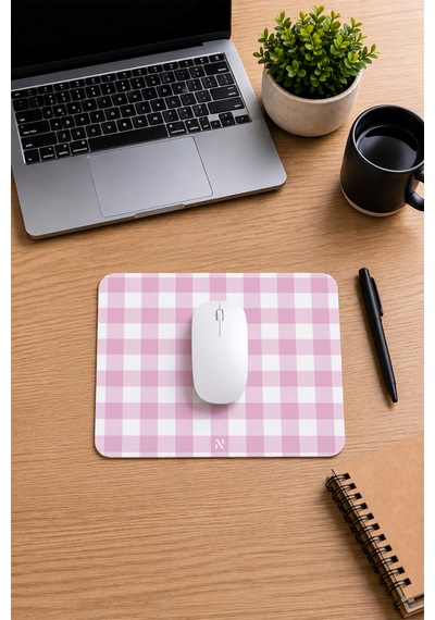 Pembe Ekose Pötikare Desenli Ergonomik Mouse Pad Kaymaz Taban Ev Ve Ofis Kullanımı Mousepad