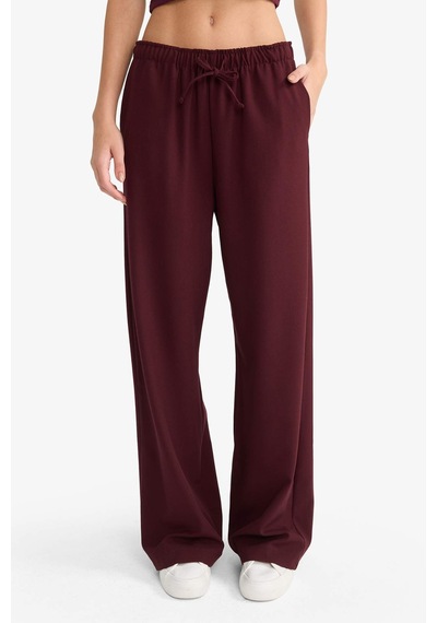 Defacto Wide Leg Normal Bel Standart Boy Pantolon C1428AX25AU Bordo