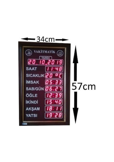 Ezan Okuyan Cami Namaz Vakitmatik (Kasa Ölçüsü: 34X57 Cm)
