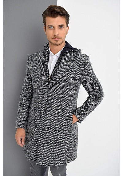 Plt9371 Dewberry Erkek Palto-desenli Lacivert Desenli Lacivert