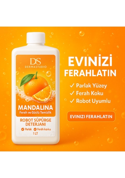 Robot Süpürge Deterjanı Mandalina 1 L Yer Temizleme Solüsyonu Tekli