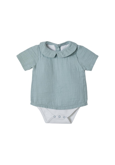 Organicera Organik Muslin Erkek Yaka Gömlek Body , Mint