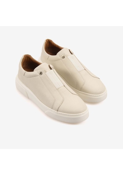 Kemal Tanca Erkek Eva Taban Hakiki Deri Sneaker & Spor Ayakkabı 2534 Ekru