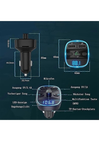 Wireless Bluetooth 5.0 Fm Transmitter Dual Usb Car Charger,car Radio Adapter Music Player Support Usb/sd Card.