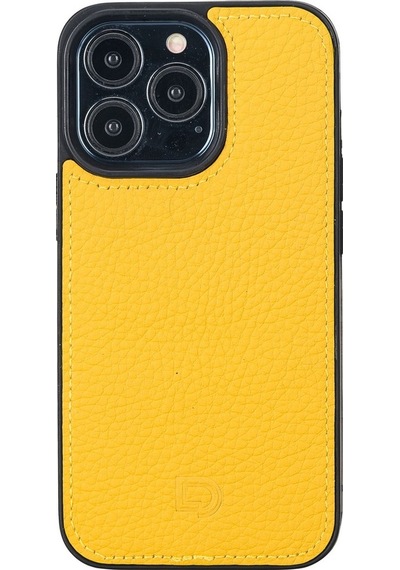 Apple Uyumlu  iPhone 13 Pro Deri Cüzdanlı Kılıf Limon Sarı