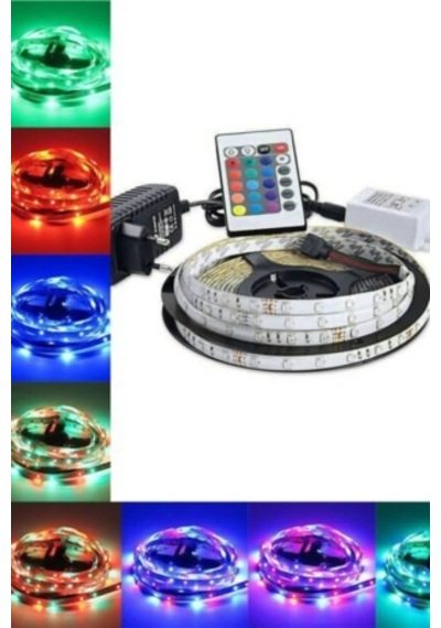 5m Rgb Şerit Led Tak Çalıştır Kumandalı Trafolu Işık Aydınlat