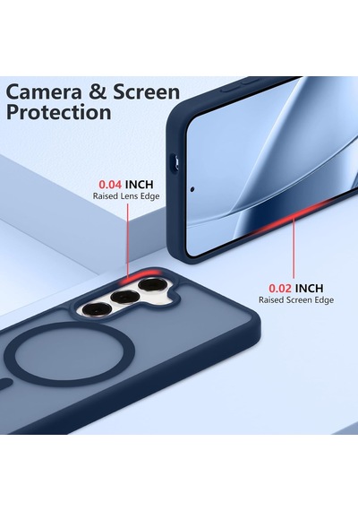 Samsung Galaxy A27 Ile Uyumlu Kılıf Magsafe Şarj Özellikli Mat Arka Yüzeyli Kapak Lacivert