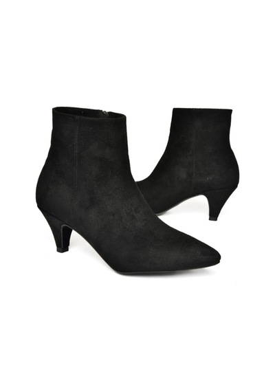 Fox Shoes R404710002 Siyah Süet Alçak Topuklu Kadın Bot Siyah