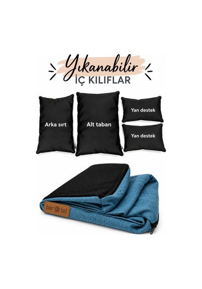 Kedi Ve Köpek Koltuğu Tamamen Fermuarlı Çıkarılabilir İç Minder Boncuk Elyaf Kaydırmaz Taban Kedi Ve Köpek Yatağı Açık Mavi 1716710385