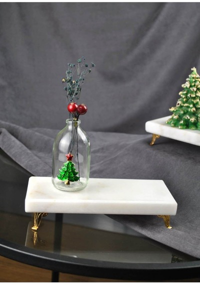 1 Adet Mini Yılbaşı Aksesuarlı Küçük Vazo 9 Cm New Year 100 Ml Yeni Yıl Çam Ağacı Obje Şeffaf