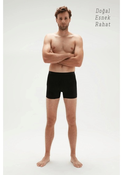 Weweus Siyah Erkek Süper İnce Doğal Bambu Lüks Boxer 1012 Siyah