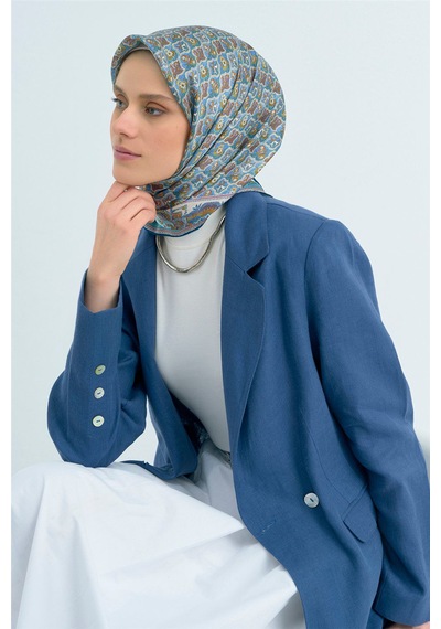 Armine Sura İpek Eşarp Mavi