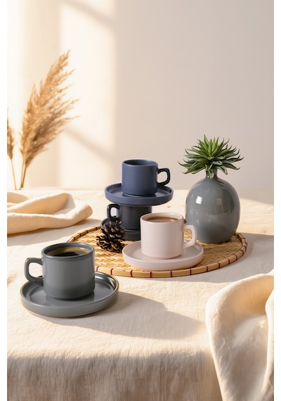 Keramika River Stackable Çay Takımı 8 Parça 4 Kişilik 324-399-627-950 Çok Renkli