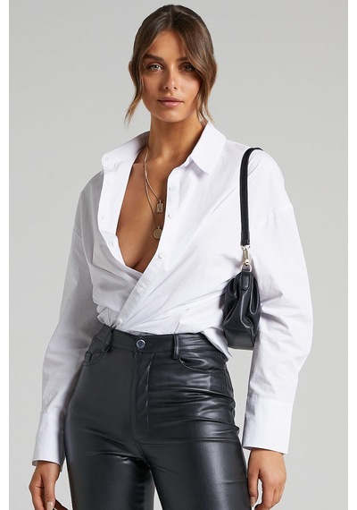 Seeh Beyaz Oversize Basic Kadın Gömlek Sh268