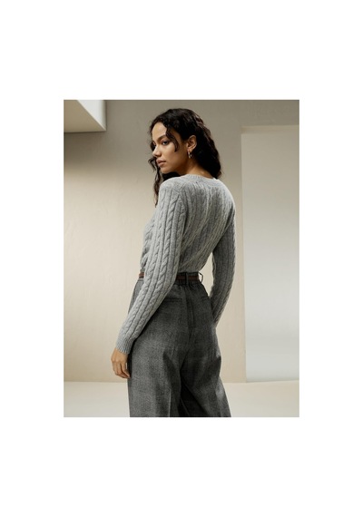 Youknitwear You Rio Bisiklet Yaka Kadın Kazak Gri