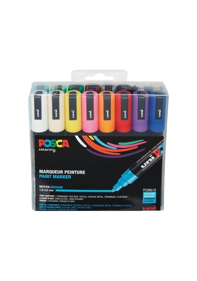 Uni Posca PC-5M 1.8-2.5 Su Bazlı Boyama Markörü Seti 16 RENK