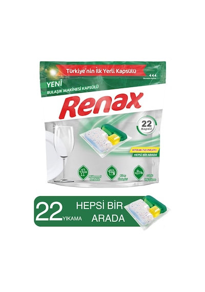 Renax Hepsi Bir Arada Bulaşık Makinesi Deterjanı 22 Tablet Renax Hepsi Bir Arada Bulaşık Makinesi Deterjanı 22 Tablet