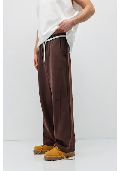 Vamos Bağcıklı Baggy Fit Eşofman Alt Kahverengi