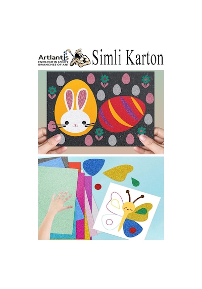 Simli Karton 50x70 Cm 10 Renk 1 Paket 10 Lu Simli Karton Parıltılı Kağıt Anasınıfı Kreş Etkinlik Proje Dekoratif