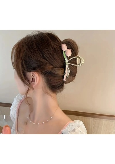 Bloosom Nar Çiçeği Rengi Saç Tokası Estetik Ve Asya Tarzı Saç Tokası Açık Pembe