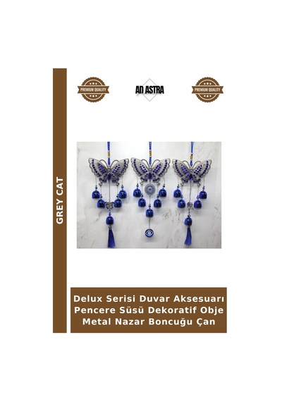 Delux Serisi Duvar Aksesuarı Pencere Süsü Dekoratif Obje Metal Nazar Boncuğu Çan