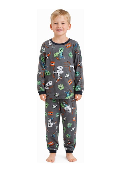 Mini Stella Kids Minecraft Desenli Erkek Çocuk Pijama Takımı Yeşil